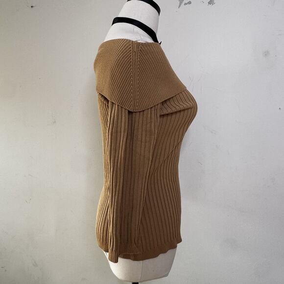 Vintage 90s Y2K Off The Shoulder Ribbed Chunky Knit Whimsigoth Top Indie Scene M - Picture 3 of 6